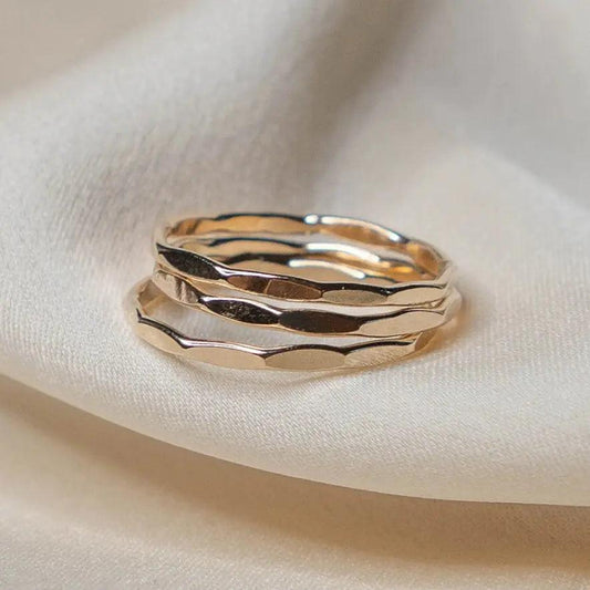14K Gold Filled Textured Stacking Ring - MANDOTOS