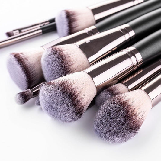 15 Makeup Brushes Set Full Set Matte Black Makeup Tools - MANDOTOS