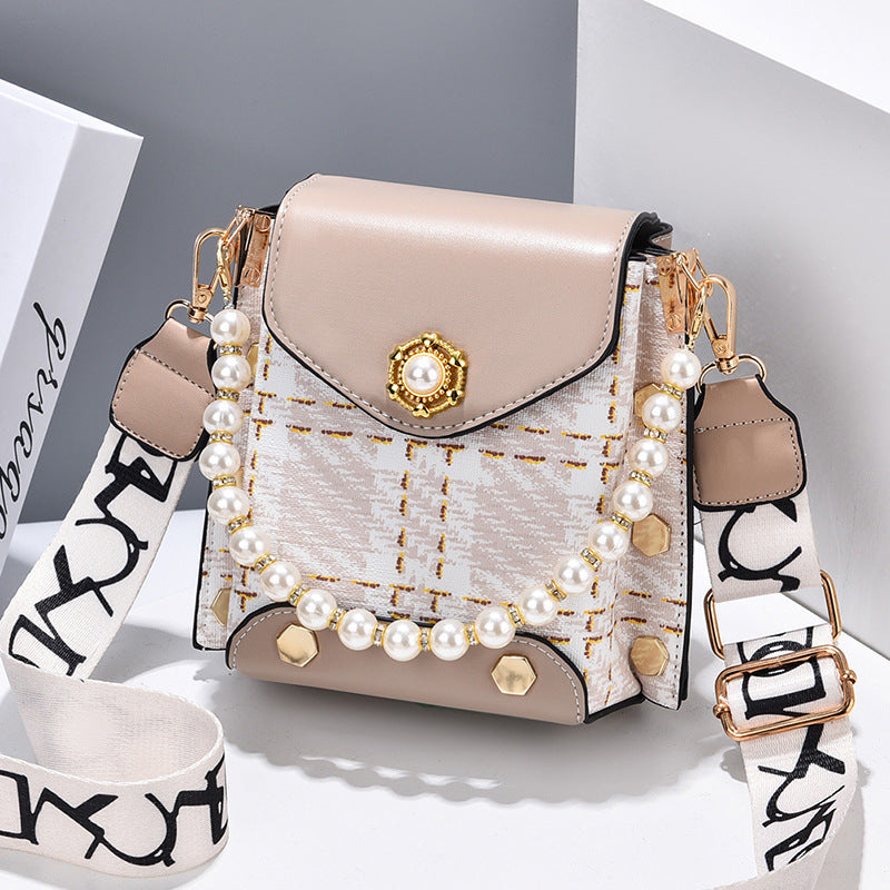 Fashion Women'S Crossbody Bag Girl'S Cute Princess Wallet Classic Shoulder Bag Summer Pearl Chain Phone Bag - MANDOTOS
