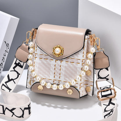 Fashion Women'S Crossbody Bag Girl'S Cute Princess Wallet Classic Shoulder Bag Summer Pearl Chain Phone Bag - MANDOTOS