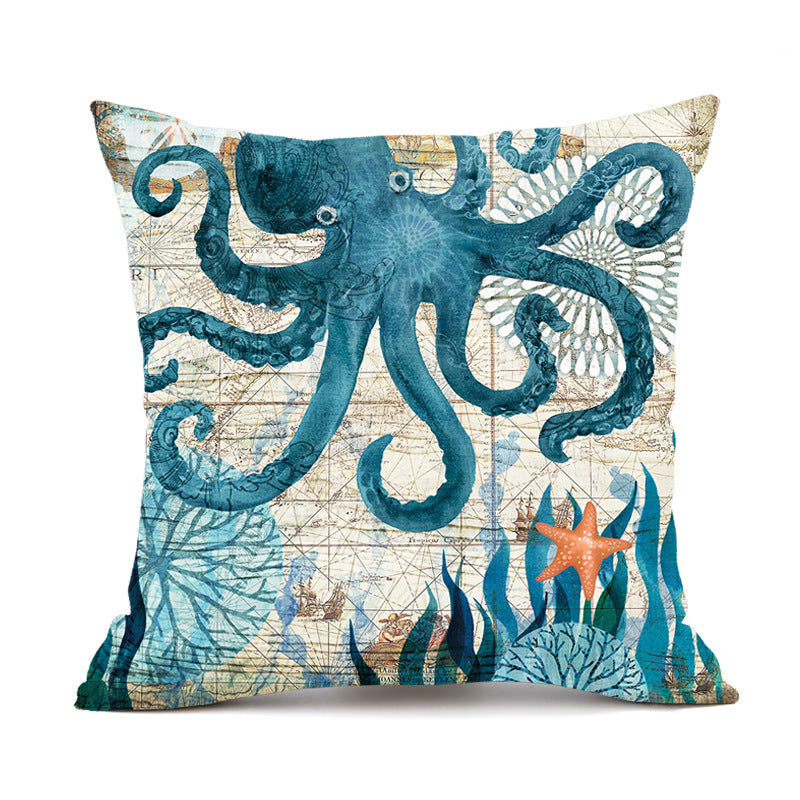 Cushion Covers Sea Turtle Printed Throw Pillow Cases For Home Decor Sofa Chair Seat - MANDOTOS