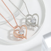 Zircon Double Love Necklace With Rhinestones Ins Personalized Heart-shaped Necklace Clavicle Chain Jewelry For Women Valentine's Day - MANDOTOS