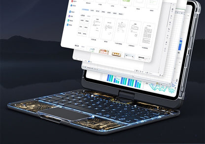 360 Swivel Keyboard Clear Case For IPad Smart Trackpad Bluetooth-compatible Keyboard Case Cover With Pen Slot - MANDOTOS