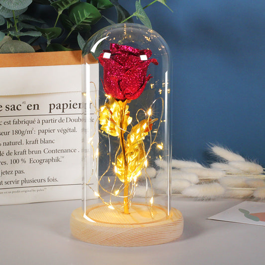 Valentines Day Gift For Girlfriend Eternal Rose Flowers LED Light In Glass Cover Day Wedding Decoration Favors Mother Day Female Gift Gift - MANDOTOS