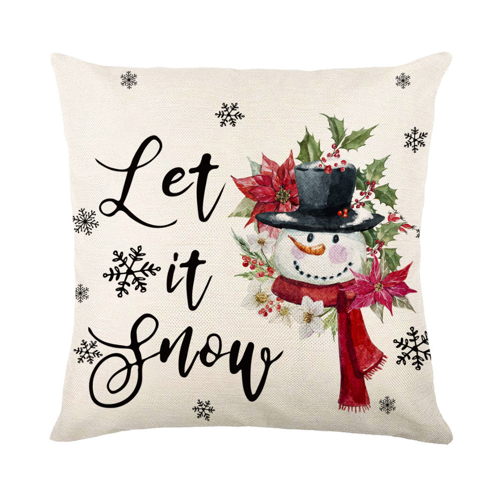 Christmas Decorations Pillow Covers Sofa Square Throw Pillow Cases Stamping Snowflake Waist Cushion Cover Home Bed Decor - MANDOTOS