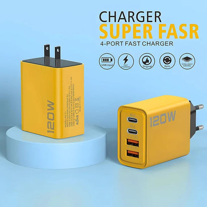 4 Ports USB C PD Charger Quick Charge 3.0 Type C USB Phone Chargers Fast Charging Adapter For iPhone 15 14 Samsung Xiaomi Huawei - MANDOTOS