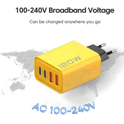 4 Ports USB C PD Charger Quick Charge 3.0 Type C USB Phone Chargers Fast Charging Adapter For iPhone 15 14 Samsung Xiaomi Huawei - MANDOTOS