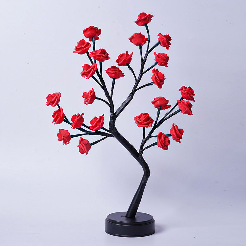 Table Lamp Flower Tree Rose Lamps Fairy Desk Night Lights USB Operated Gifts For Wedding Valentine Christmas Decoration - MANDOTOS