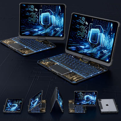 360 Swivel Keyboard Clear Case For IPad Smart Trackpad Bluetooth-compatible Keyboard Case Cover With Pen Slot - MANDOTOS