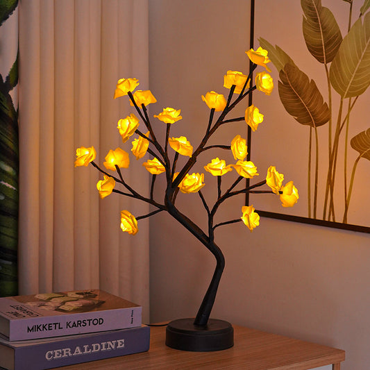 Table Lamp Flower Tree Rose Lamps Fairy Desk Night Lights USB Operated Gifts For Wedding Valentine Christmas Decoration - MANDOTOS