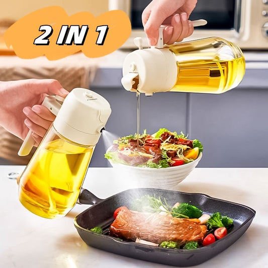 470ML Olive Oil Sprayer Dispenser For Cooking BBQ 2 In 1 Glass Oil Vinegar Soy Sauce Spray Kitchen Oil Bottle For Air Fryer - MANDOTOS