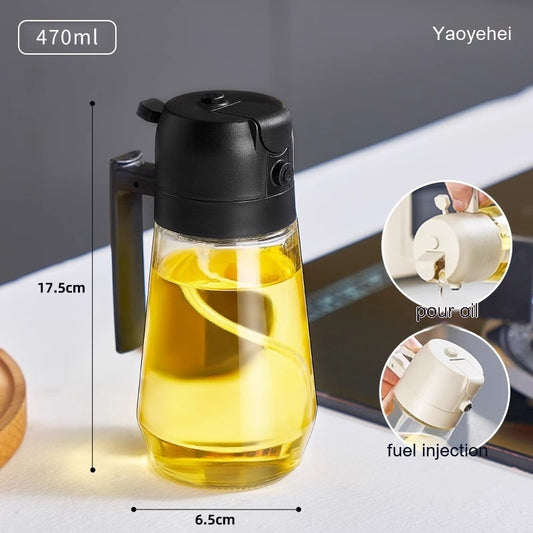 470ML Olive Oil Sprayer Dispenser For Cooking BBQ 2 In 1 Glass Oil Vinegar Soy Sauce Spray Kitchen Oil Bottle For Air Fryer - MANDOTOS