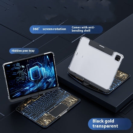 360 Swivel Keyboard Clear Case For IPad Smart Trackpad Bluetooth-compatible Keyboard Case Cover With Pen Slot - MANDOTOS