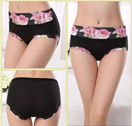 5Pcs Print Panties Women's Underwear Cute Cotton Panties Plus Size Briefs Girl Ladies Lingeries Panty Sexy Underpants For Women - MANDOTOS