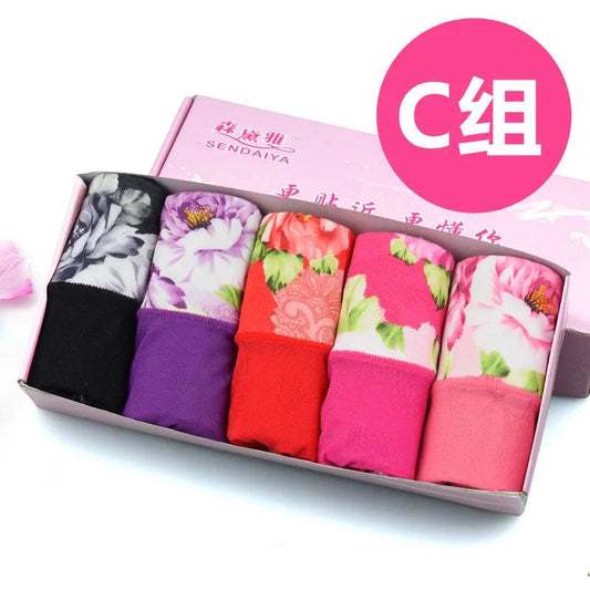 5Pcs Print Panties Women's Underwear Cute Cotton Panties Plus Size Briefs Girl Ladies Lingeries Panty Sexy Underpants For Women - MANDOTOS