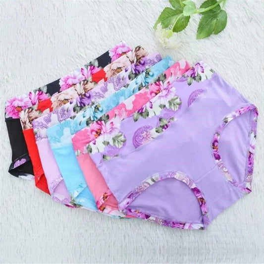 5Pcs Print Panties Women's Underwear Cute Cotton Panties Plus Size Briefs Girl Ladies Lingeries Panty Sexy Underpants For Women - MANDOTOS