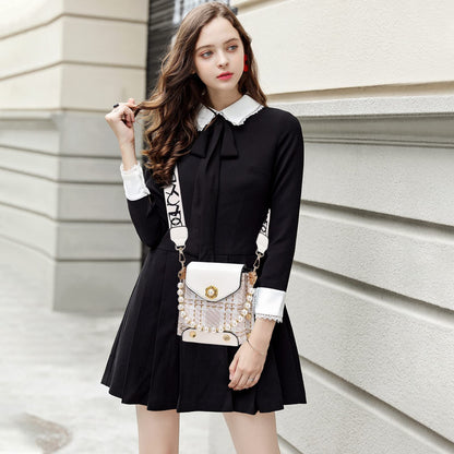 Fashion Women'S Crossbody Bag Girl'S Cute Princess Wallet Classic Shoulder Bag Summer Pearl Chain Phone Bag - MANDOTOS