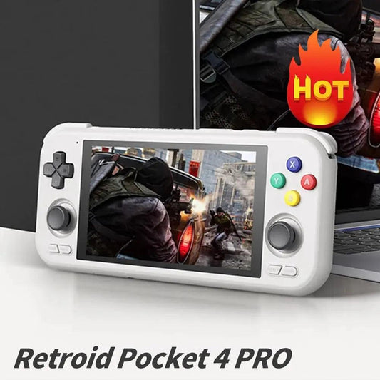 "Retroid Pocket 4Pro Handheld Game Console 4.7Inch Touch Screen RAM 8GB WiFi 6.0 Bluetooth 5.2 5000mAh Games Hobbies Gift - MANDOTOS"
