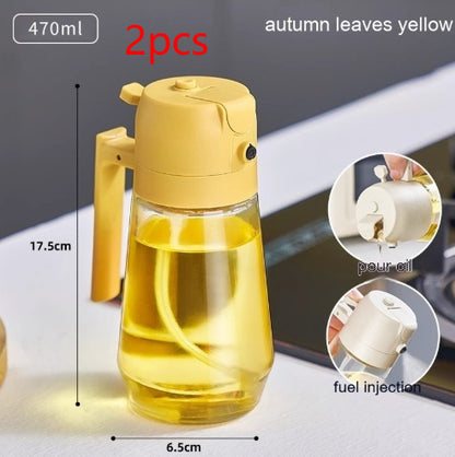 470ML Olive Oil Sprayer Dispenser For Cooking BBQ 2 In 1 Glass Oil Vinegar Soy Sauce Spray Kitchen Oil Bottle For Air Fryer - MANDOTOS