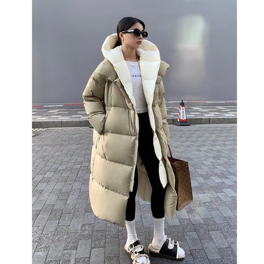 Women's Cozy Long Hooded Down Jacket - MANDOTOS