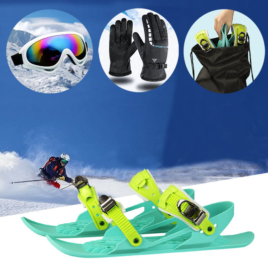 Mini Ski Skates Portable Short Skiboard Adjustable Skates Shoes For Snow - MANDOTOS