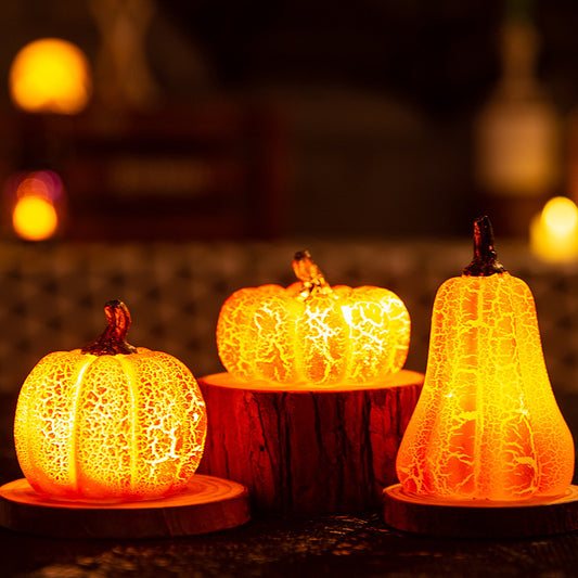 New Halloween Pumpkin Lantern Simulation Pumpkin LED Candle Lamp Resin Luminous Pumpkin - MANDOTOS