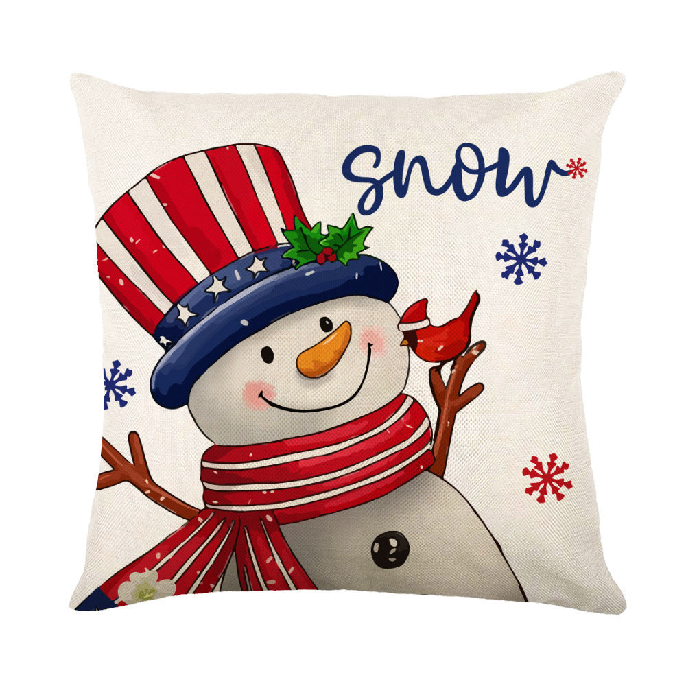 Christmas Decorations Pillow Covers Sofa Square Throw Pillow Cases Stamping Snowflake Waist Cushion Cover Home Bed Decor - MANDOTOS