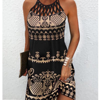 Fashion Print Dress Casual Halterneck Dresses For Women Summer Clothes