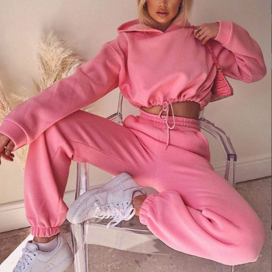 Jogging Suits For Women 2 Piece Sweatsuits Tracksuits Sexy Long Sleeve HoodieCasual Fitness Sportswear - MANDOTOS