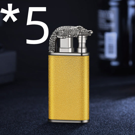 Creative Blue Flame Lighter Dolphin Dragon Tiger Double Fire Metal Winproof Lighter Inflatable Lighter - MANDOTOS
