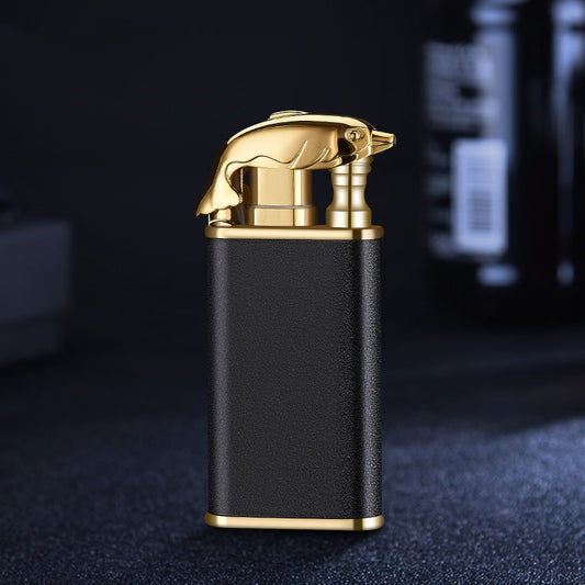 Creative Blue Flame Lighter Dolphin Dragon Tiger Double Fire Metal Winproof Lighter Inflatable Lighter - MANDOTOS