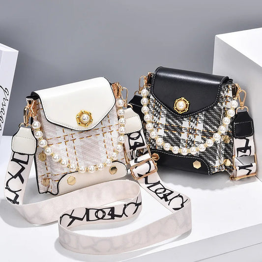 Fashion Women'S Crossbody Bag Girl'S Cute Princess Wallet Classic Shoulder Bag Summer Pearl Chain Phone Bag - MANDOTOS