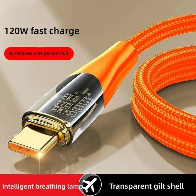 120W USB To Type C Cable Super Fast Charging Data Cord for Xiaomi 12, Samsung S23, and Huawei devices by ILEPO.