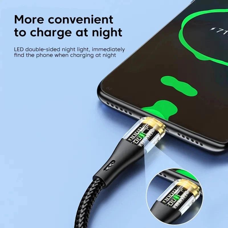 120W USB To Type C Cable Super Fast Charging Data Cord for Xiaomi 12, Redmi Note 11, Samsung S23, and Huawei devices.