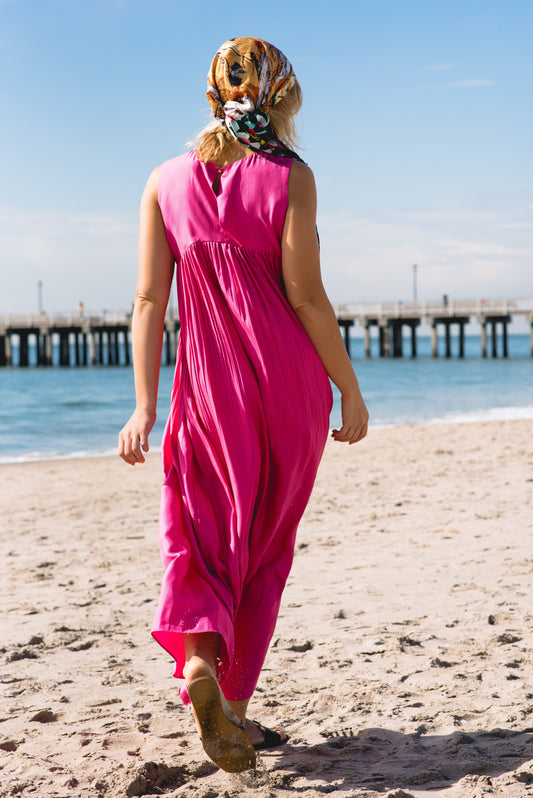 Romane Maxi Dress: Luxury Silk in Hot Pink, Effortless Elegance for Any Occasion - Apparel & Accessories
