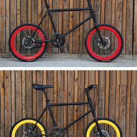 20 Inch Bike Single Speed Fixie Bike Double Dsic Brake Bicycle Freewheel Frame Mini Bicycle Height Adjustable 75-90cm