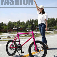 20 Inch Bike Single Speed Fixie Bike Double Dsic Brake Bicycle Freewheel Frame Mini Bicycle Height Adjustable 75-90cm