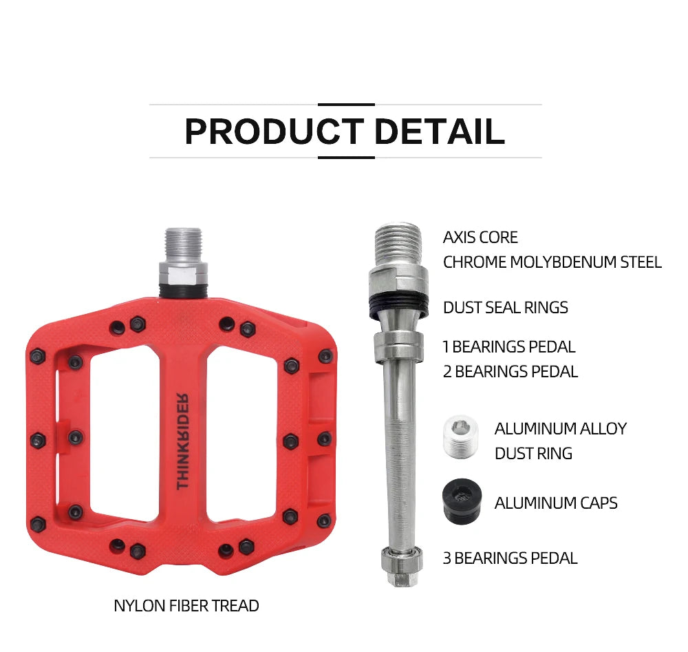 ThinkRider Flat Bike Pedals MTB Road 3 Sealed Bearings Bicycle Pedals Mountain Pedals Wide Platform Bicicleta Accessories