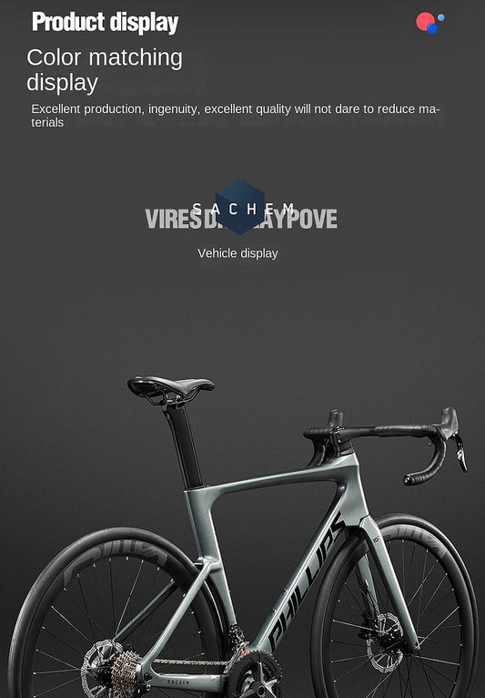 2025 New Ultra-Light Carbon Fiber Road Bike Fast Racing Bicycle with Hydraulic Disc Brakes 16/24-Speed Gear Shift Drop Handlebar