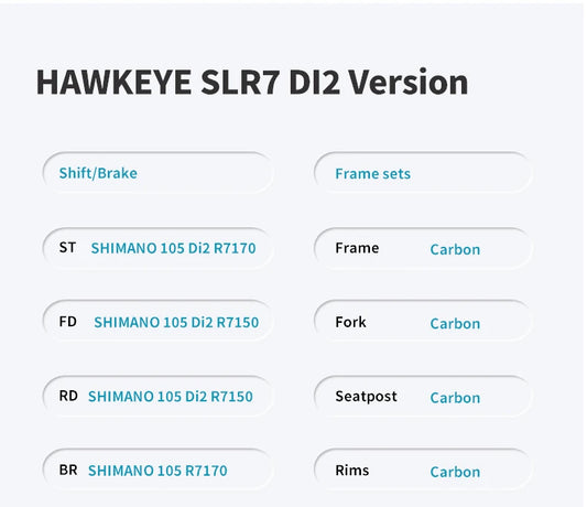 SAVA 2025NEW HAWKEYE SLR7 Carbon Fiber Road Bike with Shimano 105 DI2 R7170 Component Hydraulic Discs, Complete Adult Racing Set