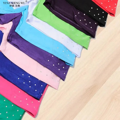 Belly Dance Safety Shorts Women's Belly Dance Clothes Leggings Tight-fitting Stretch Safety Pants with Diamonds Short Pants - MANDOTOS