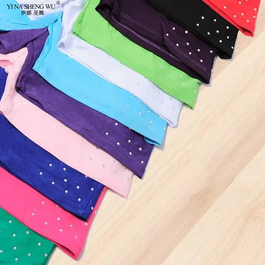 Belly Dance Safety Shorts Women's Belly Dance Clothes Leggings Tight-fitting Stretch Safety Pants with Diamonds Short Pants - MANDOTOS