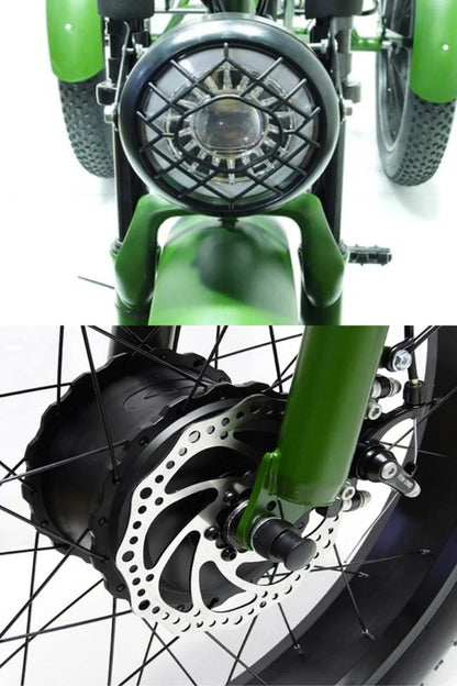 3 Wheel Electric Bicycles for Adults Men Women 24 Inch Electric Fat Bike 750W 15AH Powerful Electric Bicycle With Cargo Basket