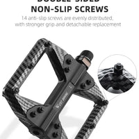WEST BIKING MTB Integrated Pedals 3 Bearing Ultralight Flat Pedals Aluminum Alloy Nylon Carbon Fiber Coating Specialized Pedals