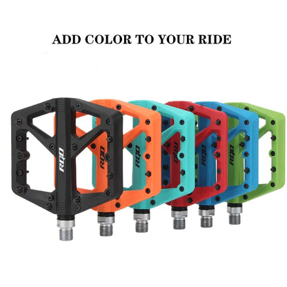 RGO Bicycle Pedals Mtb Nylon Platform Footrest Flat Mountain Bike Paddle Grip Pedalen Bearings Footboards Cycling Foot Hold