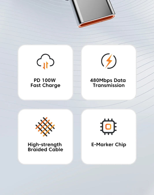 Toocki 100W Type C to USB C Cable PD 3.0 Quick Charge 4.0 Fast Charging Type C to Type C for iPhone 15 Macbook Samsung Xiaomi - MANDOTOS