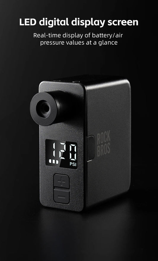ROCKBROS Portable Mini Electric Bicycle Pump 120PSI Type-C Bike Tire Air Inflator Pump MTB Road AV FV Valve Cycling Pump - MANDOTOS