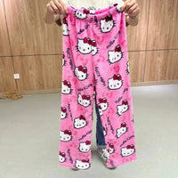 Y2K Hello Kitty Pajamas Pants Sanrio Anime Women's Pajama Pants Cartoon Couple Home Sleepwear Trousers Leisure Home Clothing - MANDOTOS