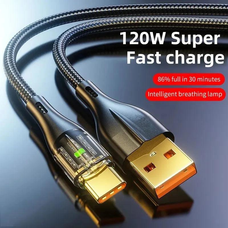 120W USB To Type C Cable Super Fast Charging Data Cord for Xiaomi 12, Redmi Note 11, Samsung S23, Huawei by ILEPO.