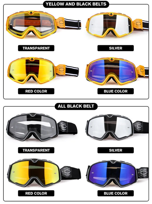 Retro Bicycles Goggles Ski Glasses Sunglasses ATV Goggles Non-slip Belt AntiUV Cafe Racer Chopper Cycling Racing Free shipping